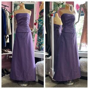 Vintage Y2K 2000s Formal Prom Evening Dress Purple Strapless Ruched M/L